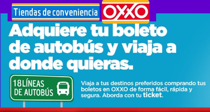 Venta de Boletos de Autobus en Tiendas OXXO 18 Líneas de